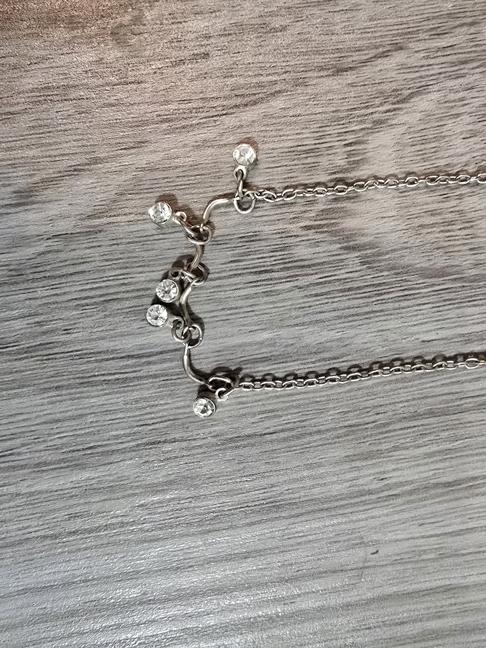 Delicate Silver Crystal Drop Necklace